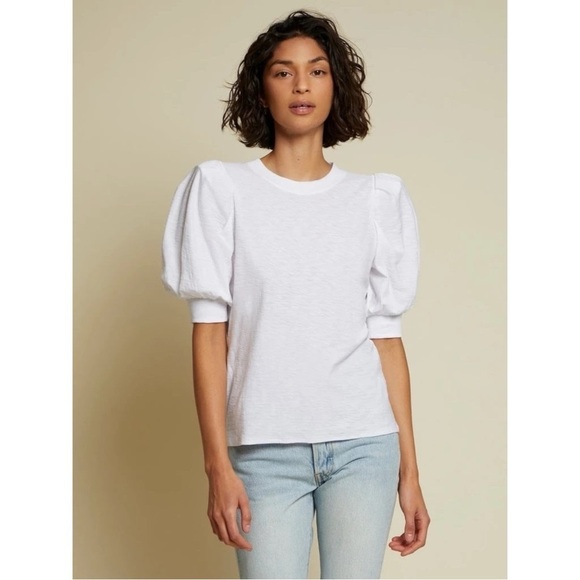 Nation LTD Rimma Exaggerated Sleeve Tee White Dotty Print XL XXL Puff Sleeve - Picture 14 of 17